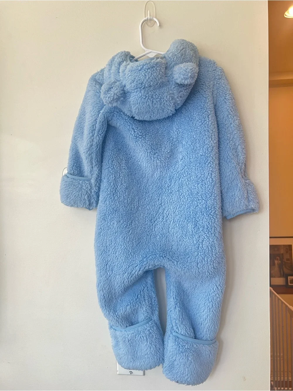 NWT Eddie Bauer Kids Quest Fleece Plush Footed Onesie Blue 12-18M